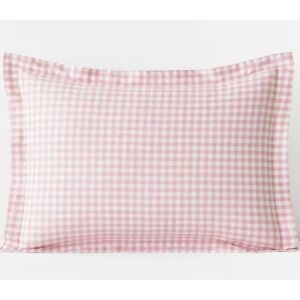 NWT The Company Store Company Kids Organic Percale Gingham Pillow Sham Pink